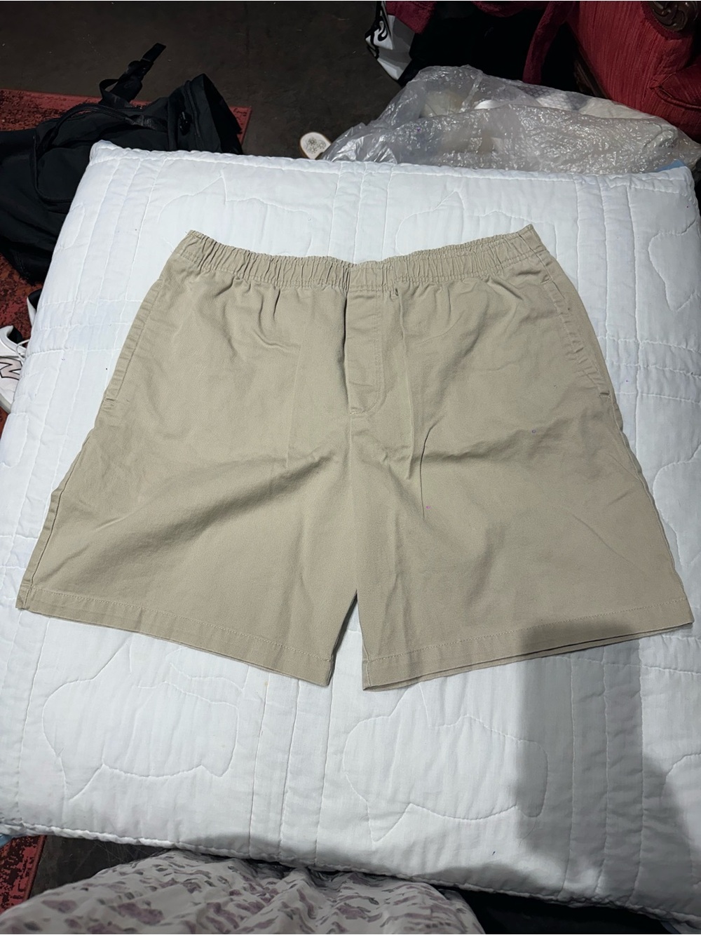 Cherokee Men's Elastic Waist Flat Front Shorts - Beige